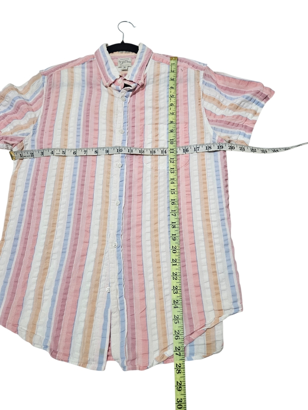 J. Crew Mens Slim Pastel Stripes Seersucker Organic Cotton Short Sleeve M - Picture 10 of 12